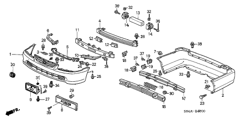 2002 accord EX(LEATHER) 4 DOOR 5MT BUMPERS diagram 2002 accord EX(LEATHER) 4 DOOR 5MT BUMPERS diagram