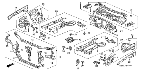 2002 accord EX(SUL) 4 DOOR 4AT FRONT BULKHEAD diagram 2002 accord EX(SUL) 4 DOOR 4AT FRONT BULKHEAD diagram