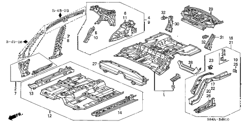 2002 accord LX(SIDE SRS) 4 DOOR 4AT INNER PANEL diagram 2002 accord LX(SIDE SRS) 4 DOOR 4AT INNER PANEL diagram