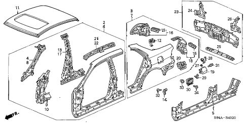 2002 accord LX 4 DOOR 4AT OUTER PANEL diagram 2002 accord LX 4 DOOR 4AT OUTER PANEL diagram
