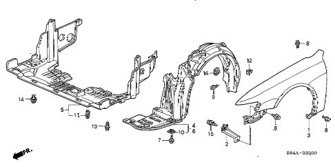 2002 accord LX 4 DOOR 5MT FRONT FENDERS diagram 2002 accord LX 4 DOOR 5MT FRONT FENDERS diagram