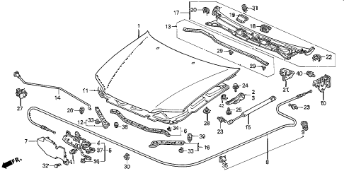 2002 accord EX(LEATHER) 4 DOOR 4AT HOOD diagram 2002 accord EX(LEATHER) 4 DOOR 4AT HOOD diagram