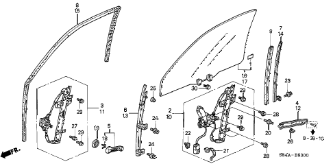 2002 accord DX 4 DOOR 5MT FRONT DOOR WINDOWS diagram 2002 accord DX 4 DOOR 5MT FRONT DOOR WINDOWS diagram