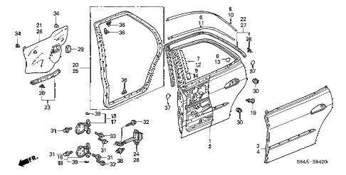 2002 accord DX 4 DOOR 4AT REAR DOOR PANELS diagram 2002 accord DX 4 DOOR 4AT REAR DOOR PANELS diagram