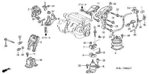 2002 accord SE(UL SIDE SRS) 4 DOOR 4AT ENGINE MOUNTS (AT) diagram 2002 accord SE(UL SIDE SRS) 4 DOOR 4AT ENGINE MOUNTS (AT) diagram