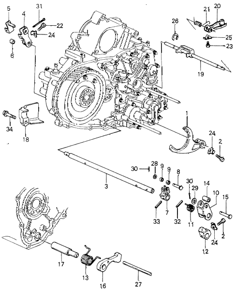 1981 civic **(1300) 3 DOOR HMT HMT SHIFT LEVER SHAFT - THROTTLE SHAFT diagram 1981 civic **(1300) 3 DOOR HMT HMT SHIFT LEVER SHAFT - THROTTLE SHAFT diagram