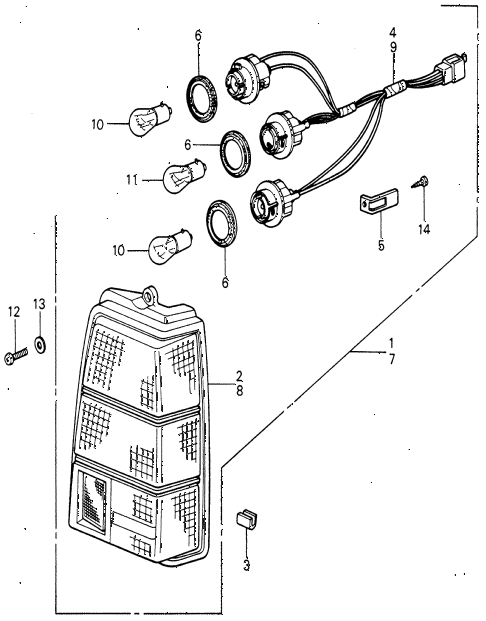 1981 civic ** 5 DOOR 5MT TAILLIGHT (2) diagram 1981 civic ** 5 DOOR 5MT TAILLIGHT (2) diagram