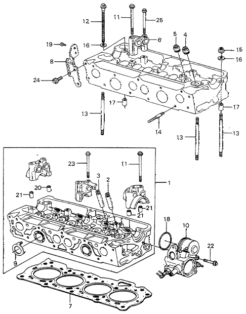 1980 civic FE(1300) 3 DOOR 5MT CYLINDER HEAD (1) diagram 1980 civic FE(1300) 3 DOOR 5MT CYLINDER HEAD (1) diagram