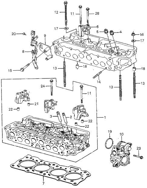 1983 civic FE(1300) 3 DOOR 5MT CYLINDER HEAD (4) diagram 1983 civic FE(1300) 3 DOOR 5MT CYLINDER HEAD (4) diagram