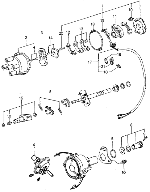 1981 civic **(1500) 3 DOOR HMT DISTRIBUTOR COMPONENTS (2) diagram 1981 civic **(1500) 3 DOOR HMT DISTRIBUTOR COMPONENTS (2) diagram