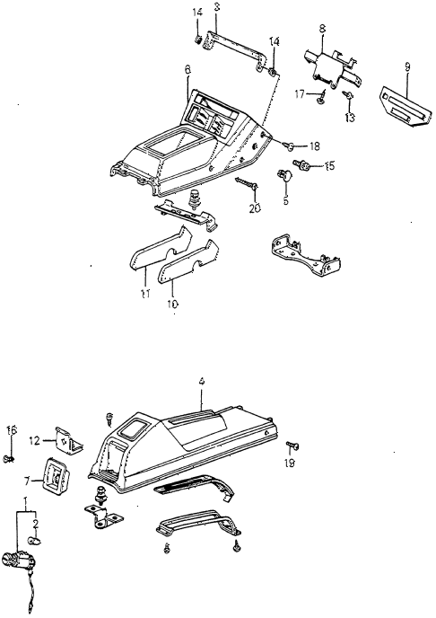 1983 accord SE 4 DOOR HMT CENTER CONSOLE (SPECIAL EDITION) diagram 1983 accord SE 4 DOOR HMT CENTER CONSOLE (SPECIAL EDITION) diagram