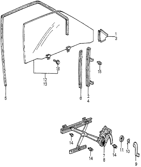 1982 accord DX 3 DOOR HMT DOOR WINDOW 3DR diagram 1982 accord DX 3 DOOR HMT DOOR WINDOW 3DR diagram
