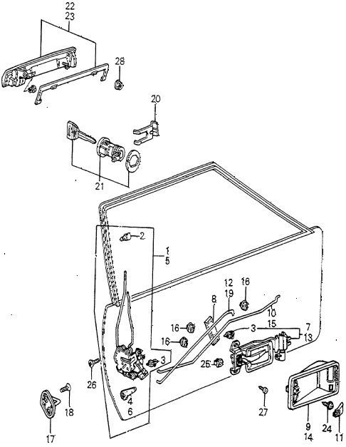 1983 accord DX 3 DOOR 5MT DOOR LOCK 3DR diagram 1983 accord DX 3 DOOR 5MT DOOR LOCK 3DR diagram