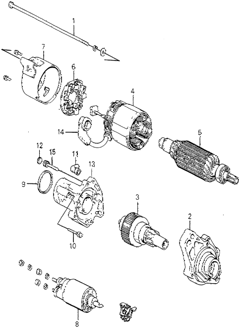 1983 accord DX 4 DOOR HMT STARTER MOTOR COMPONENTS (MITSUBA) ( 1983 accord DX 4 DOOR HMT STARTER MOTOR COMPONENTS (MITSUBA) (