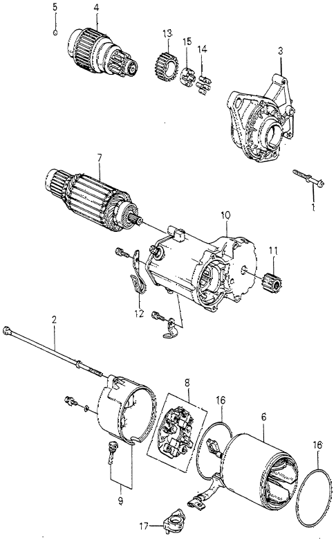 1983 accord LX 3 DOOR 5MT STARTER MOTOR COMPONENTS (DENSO) ( 1983 accord LX 3 DOOR 5MT STARTER MOTOR COMPONENTS (DENSO) (