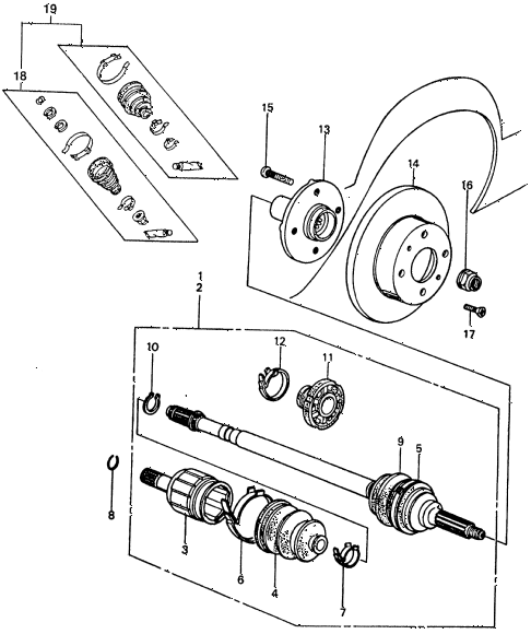 1982 civic **(1500) 4 DOOR HMT DRIVESHAFT - FRONT BRAKE DISK diagram 1982 civic **(1500) 4 DOOR HMT DRIVESHAFT - FRONT BRAKE DISK diagram