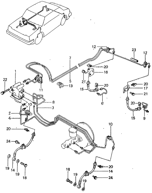 1982 civic **(1500) 4 DOOR HMT BRAKE LINE diagram 1982 civic **(1500) 4 DOOR HMT BRAKE LINE diagram