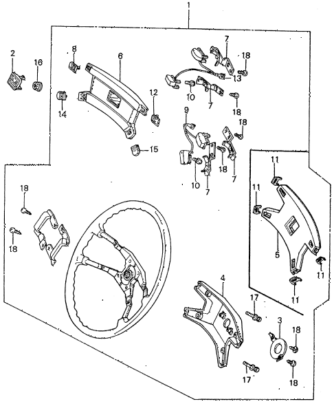 1982 civic **(1500) 4 DOOR 5MT STEERING WHEEL diagram 1982 civic **(1500) 4 DOOR 5MT STEERING WHEEL diagram