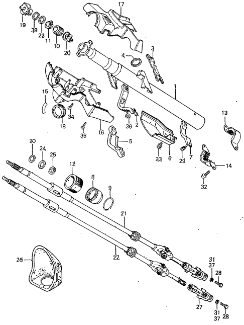 1982 civic **(1500) 4 DOOR 5MT STEERING COLUMN diagram 1982 civic **(1500) 4 DOOR 5MT STEERING COLUMN diagram