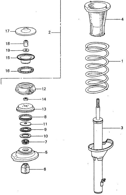 1982 civic **(1500) 4 DOOR HMT FRONT SHOCK ABSORBER diagram 1982 civic **(1500) 4 DOOR HMT FRONT SHOCK ABSORBER diagram