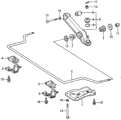 1981 civic **(1500) 4 DOOR 5MT FRONT LOWER ARM - STABILIZER diagram 1981 civic **(1500) 4 DOOR 5MT FRONT LOWER ARM - STABILIZER diagram