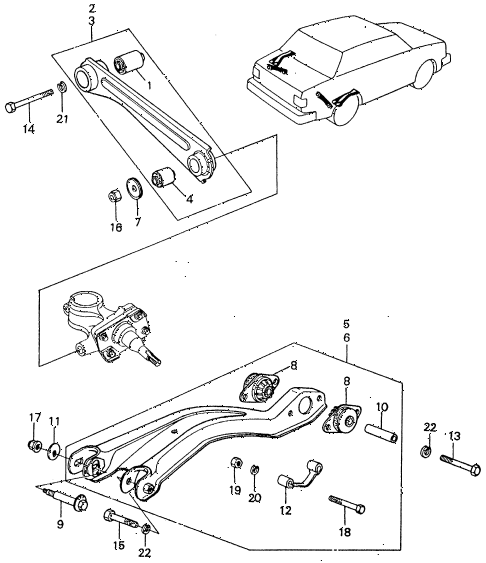 1982 civic **(1500) 4 DOOR HMT REAR LOWER ARM - RADIUS ROD diagram 1982 civic **(1500) 4 DOOR HMT REAR LOWER ARM - RADIUS ROD diagram