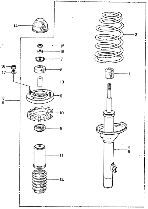 1981 civic **(1500) 4 DOOR 5MT REAR SHOCK ABSORBER diagram 1981 civic **(1500) 4 DOOR 5MT REAR SHOCK ABSORBER diagram