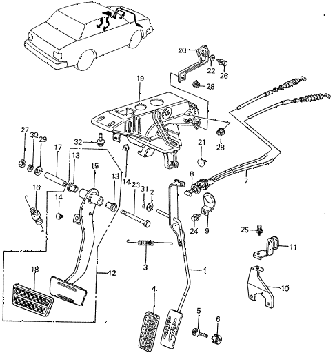 1982 civic **(1500) 4 DOOR HMT HMT PEDALS diagram 1982 civic **(1500) 4 DOOR HMT HMT PEDALS diagram