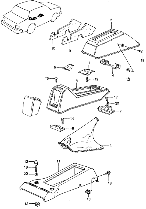 1982 civic **(1500) 4 DOOR 5MT CONSOLE diagram 1982 civic **(1500) 4 DOOR 5MT CONSOLE diagram
