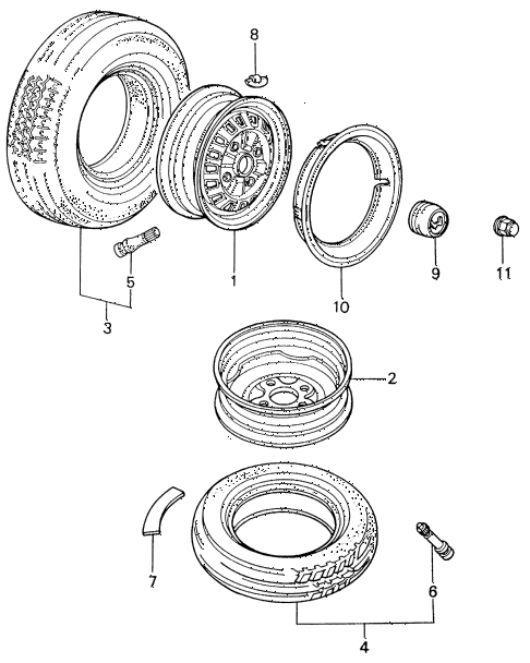 1982 civic **(1500) 4 DOOR HMT WHEELS diagram 1982 civic **(1500) 4 DOOR HMT WHEELS diagram
