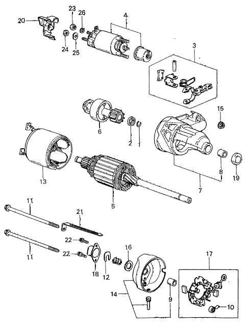 1982 civic **(1500) 4 DOOR HMT STARTER MOTOR COMPONENTS (DENSO) (KL) diagram 1982 civic **(1500) 4 DOOR HMT STARTER MOTOR COMPONENTS (DENSO) (KL) diagram