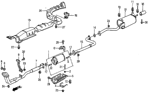 1984 prelude DX 2 DOOR 5MT EXHAUST SYSTEM (1) diagram 1984 prelude DX 2 DOOR 5MT EXHAUST SYSTEM (1) diagram