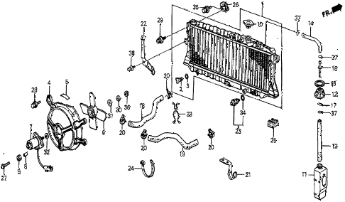 1987 prelude DX 2 DOOR 5MT RADIATOR (DX) diagram 1987 prelude DX 2 DOOR 5MT RADIATOR (DX) diagram