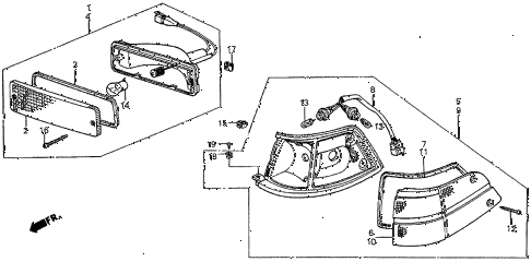 1986 prelude DX 2 DOOR 5MT FRONT COMBINATION LIGHT diagram 1986 prelude DX 2 DOOR 5MT FRONT COMBINATION LIGHT diagram