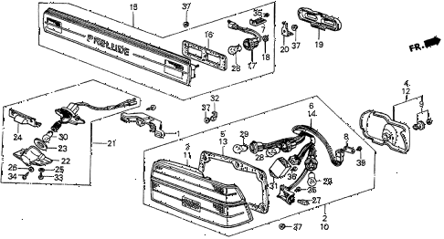 1987 prelude DX 2 DOOR 5MT TAILLIGHT (DX) diagram 1987 prelude DX 2 DOOR 5MT TAILLIGHT (DX) diagram