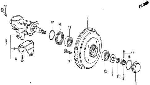1983 prelude DX 2 DOOR 5MT REAR BRAKE DRUM diagram 1983 prelude DX 2 DOOR 5MT REAR BRAKE DRUM diagram