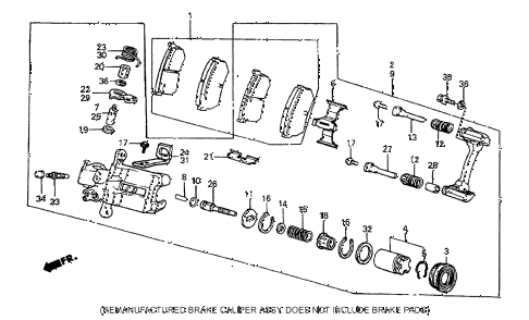 1987 prelude DX 2 DOOR 5MT REAR BRAKE CALIPER (DX) diagram 1987 prelude DX 2 DOOR 5MT REAR BRAKE CALIPER (DX) diagram