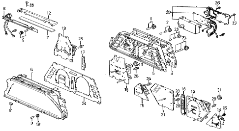 1986 civic DX(1500) 3 DOOR 5MT SPEEDOMETER COMPONENTS (DENSO) diagram 1986 civic DX(1500) 3 DOOR 5MT SPEEDOMETER COMPONENTS (DENSO) diagram