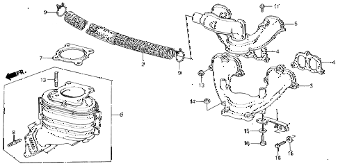 1987 civic **(1300) 3 DOOR 4MT EXHAUST MANIFOLD (STD) diagram 1987 civic **(1300) 3 DOOR 4MT EXHAUST MANIFOLD (STD) diagram