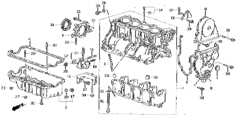 1986 civic DX(1500) 3 DOOR 5MT CYLINDER BLOCK - OIL PAN diagram 1986 civic DX(1500) 3 DOOR 5MT CYLINDER BLOCK - OIL PAN diagram