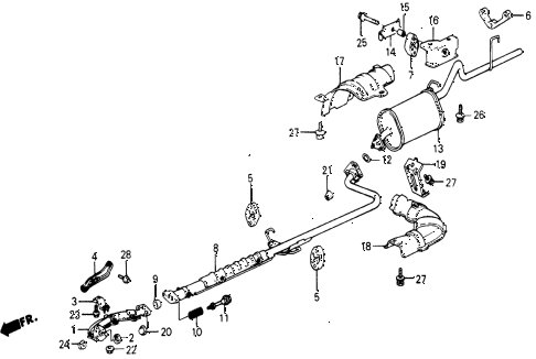 1987 civic WV 5 DOOR 5MT EXHAUST SYSTEM diagram 1987 civic WV 5 DOOR 5MT EXHAUST SYSTEM diagram