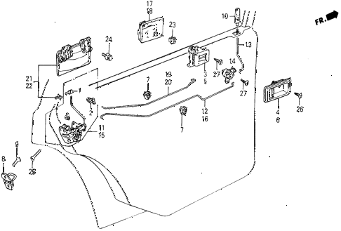 1987 civic DX 5 DOOR 5MT REAR DOOR LOCKS diagram 1987 civic DX 5 DOOR 5MT REAR DOOR LOCKS diagram