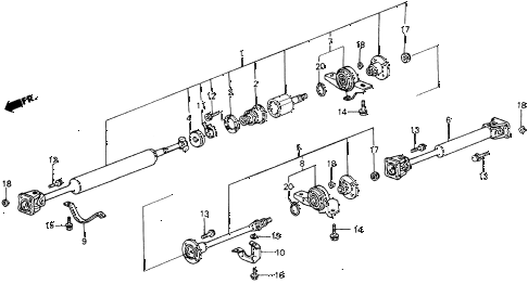 1986 civic 4WD 5 DOOR 5MT PROPELLER SHAFT (1) diagram 1986 civic 4WD 5 DOOR 5MT PROPELLER SHAFT (1) diagram