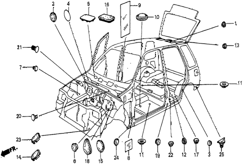 1986 civic 4WD 5 DOOR 5MT GROMMET - PLUG diagram 1986 civic 4WD 5 DOOR 5MT GROMMET - PLUG diagram