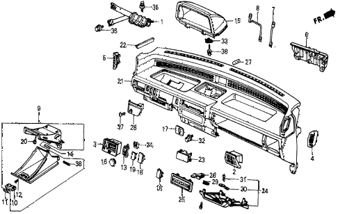 1986 civic 4WD 5 DOOR 5MT INSTRUMENT PANEL diagram 1986 civic 4WD 5 DOOR 5MT INSTRUMENT PANEL diagram