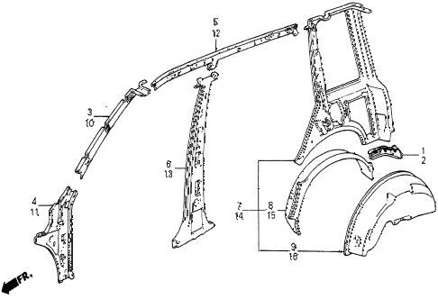 1986 civic 4WD 5 DOOR 5MT INNER PANEL diagram 1986 civic 4WD 5 DOOR 5MT INNER PANEL diagram