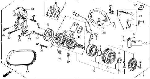 1987 accord DX 3 DOOR 4AT A/C COMPRESSOR KIT (DENSO) diagram 1987 accord DX 3 DOOR 4AT A/C COMPRESSOR KIT (DENSO) diagram