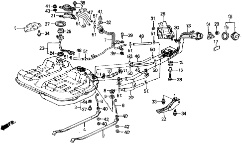 1989 prelude 2.0SI(4WS) 2 DOOR 5MT FUEL TANK diagram 1989 prelude 2.0SI(4WS) 2 DOOR 5MT FUEL TANK diagram