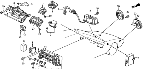 1991 prelude 2.05SI(4WS) 2 DOOR 5MT CONTROLLER - FUSE BOX - HORN diagram 1991 prelude 2.05SI(4WS) 2 DOOR 5MT CONTROLLER - FUSE BOX - HORN diagram