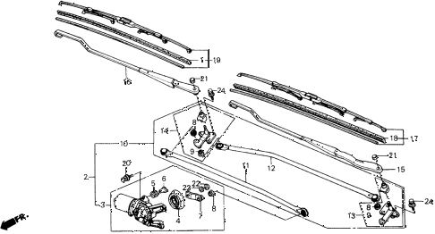 1988 prelude 2.0SI 2 DOOR 5MT FRONT WINDSHIELD WIPER diagram 1988 prelude 2.0SI 2 DOOR 5MT FRONT WINDSHIELD WIPER diagram